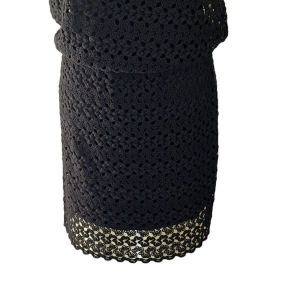 Free People Lily Black Crochet Lace Draped Cutout Mini Dress - S - Picture 7 of 15